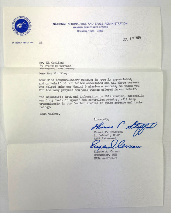 Unique NASA Astronaut Correspondence Archive, 1963–1966 (Mercury & Gemini Programs) with signatures
