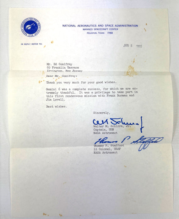 Unique NASA Astronaut Correspondence Archive, 1963–1966 (Mercury & Gemini Programs) with signatures