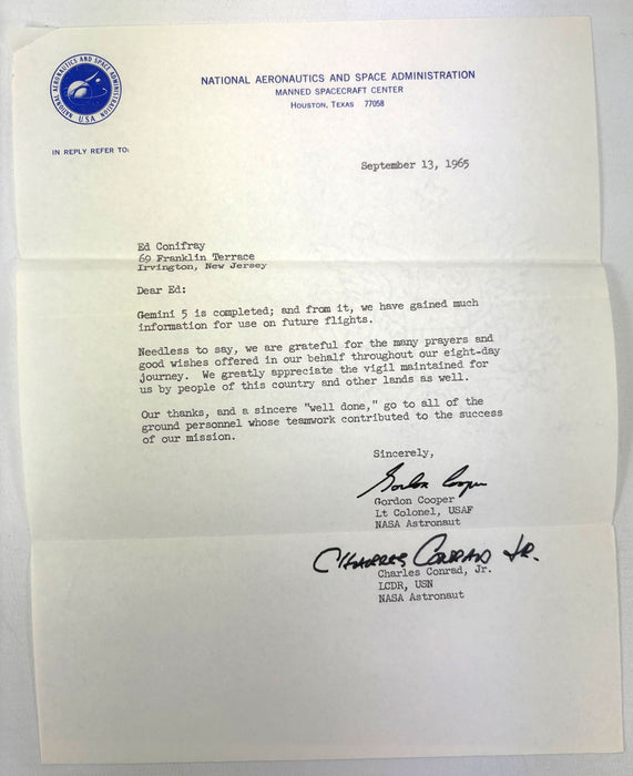 Unique NASA Astronaut Correspondence Archive, 1963–1966 (Mercury & Gemini Programs) with signatures