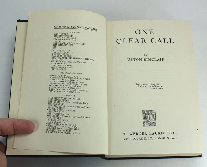 Upton Sinclair: World's End / Lanny Budd Series book 9; One Clear Call, 1949
