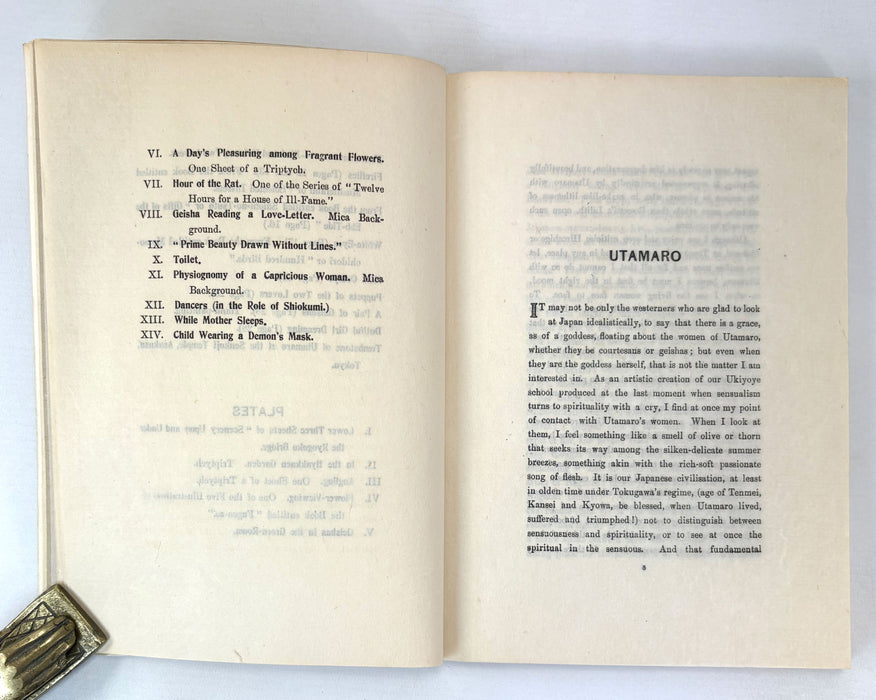 Utamaro, by Yone Noguchi, Elkin Mathews, London, 1925, One of 450 copies for sale in Europe. Printed in Japan.