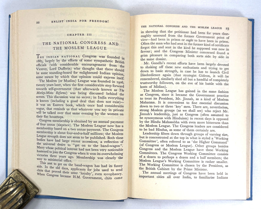 Victory Books No. 5; Enlist India for Freedom!, by Edward Thompson. Victor Gollancz 1941.
