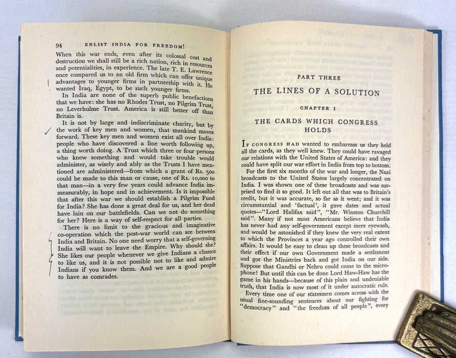 Victory Books No. 5; Enlist India for Freedom!, by Edward Thompson. Victor Gollancz 1941.