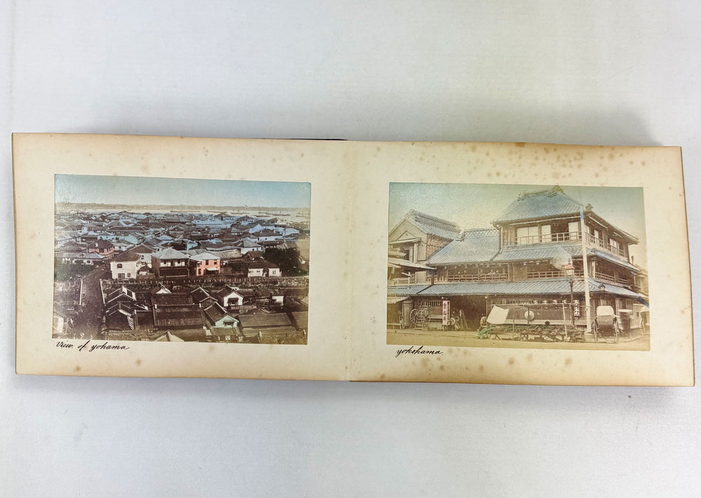 Vintage 19th Century Japanese Photo Album with 50 Hand Tinted Albumen Prints, 14cm x 9cm