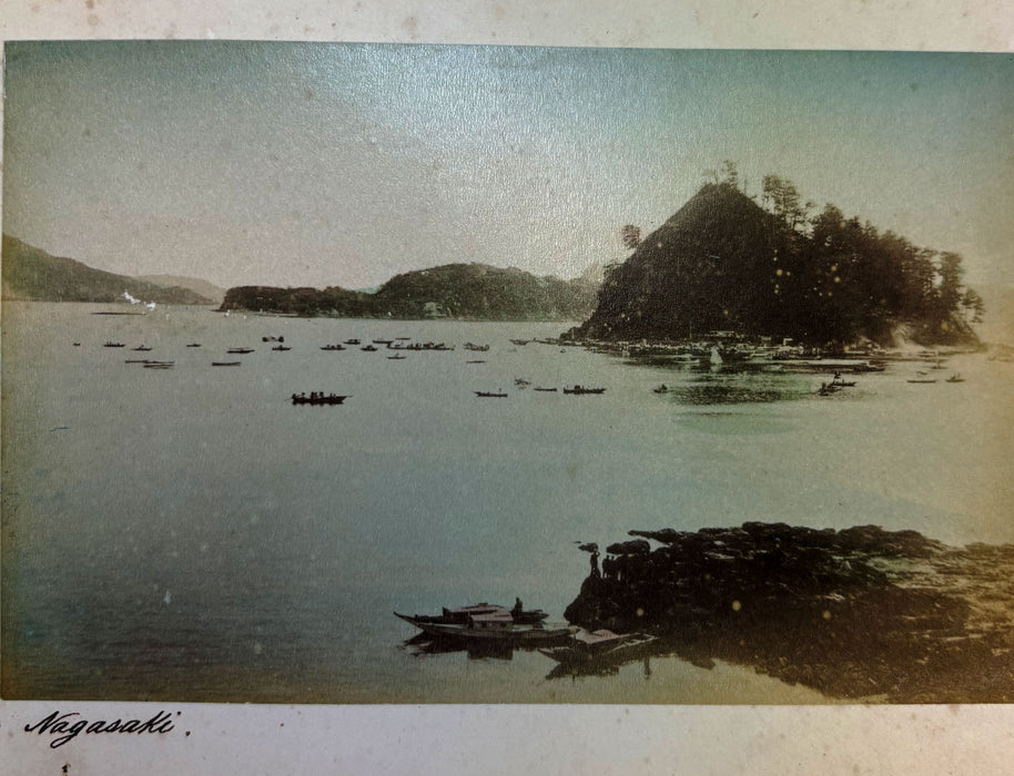 Vintage 19th Century Japanese Photo Album with 50 Hand Tinted Albumen Prints, 14cm x 9cm