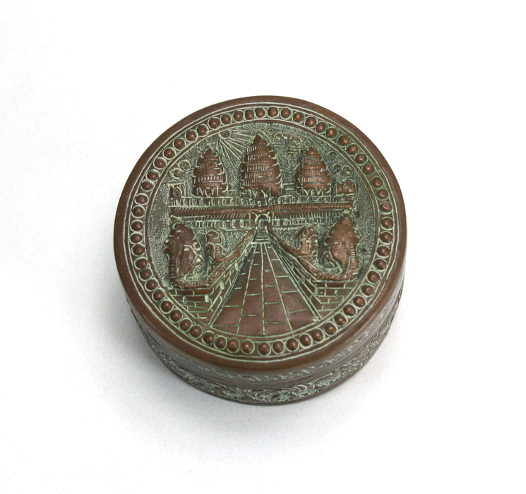 Angkor Box Vintage Cambodian Silver and Copper round Betel Box, Angkor Wat design ...