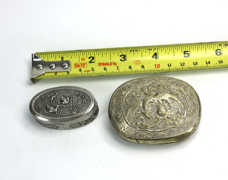 Vintage Cambodian and Chinese White Metal Betel Boxes. A collection.