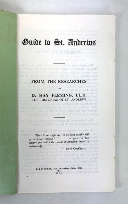 Vintage St Andrews Handbooks and Guides by Dr David Hay Fleming, 1910, 1927 and 1973