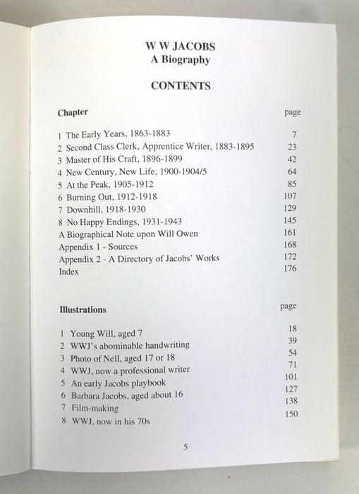 W W Jacobs; A Biography by Anthony James, Able Publishing, 1999, with author's signed letter