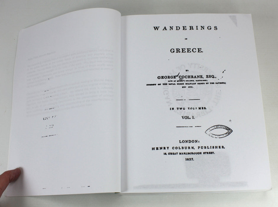 Wanderings In Greece, Volumes 1-2, George Cochrane, 1837 Facsimile Reprint