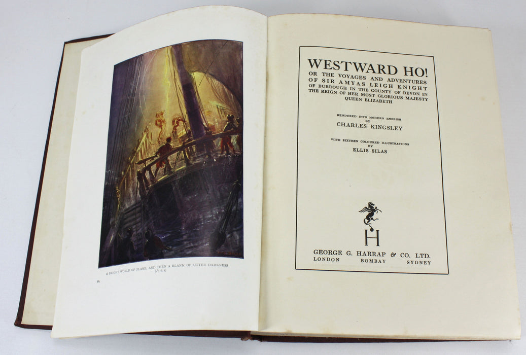 Westward Ho! by Charles Kingsley, 1935, illustrated by Ellis Silas