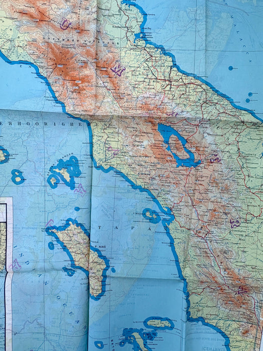World War II R.A.F. silk Escape Map; Siam, Malaya, Sumatra 44 E/F.