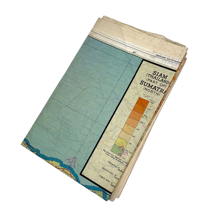 World War II R.A.F. silk Escape Map; Siam, Malaya, Sumatra 44 E/F.
