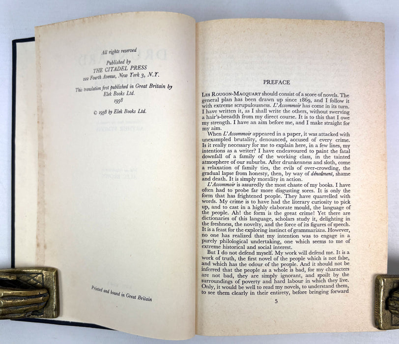 Drunkard, by Emile Zola, Translated by Arthur Symons, The Citadel Press, New York, 1958