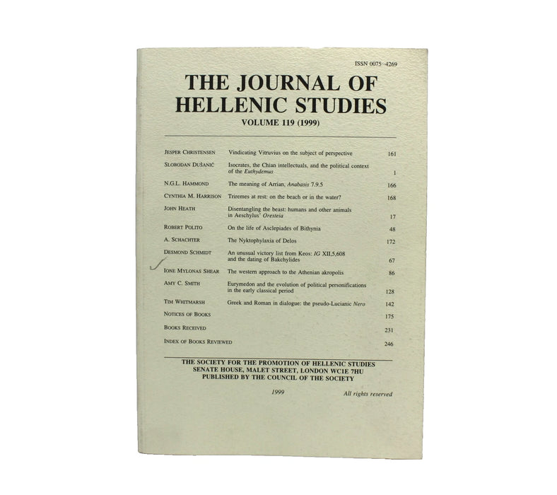 The Journal of Hellenic Studies, Volume 119, 1999.