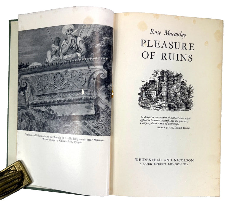 Pleasure of Ruins, first edition 1953, by Rose Macaulay. With interesting ephemera including  her autograph correspondence to Roger Senhouse, Publisher, with 2 manuscript pages by him, & William St Clair provenance