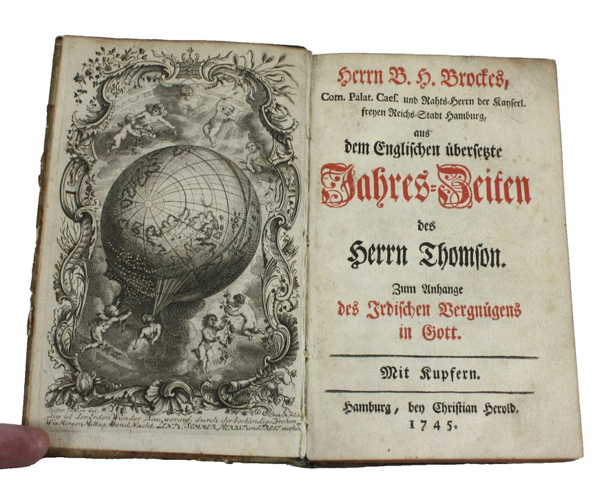 B H Brockes translation of James Thomson's The Seasons, 1745. Jahres-Zeiten des Herrn Thomson