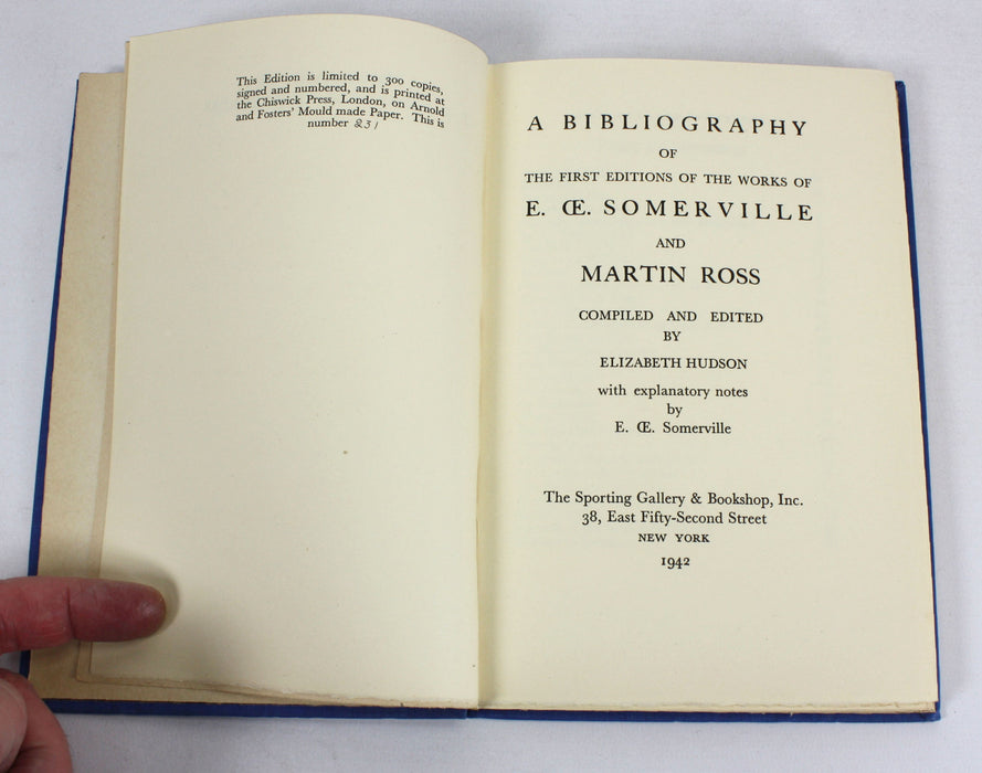 A Bibliography of E OE Somerville and Martin Ross, 1942 signed, limited edition