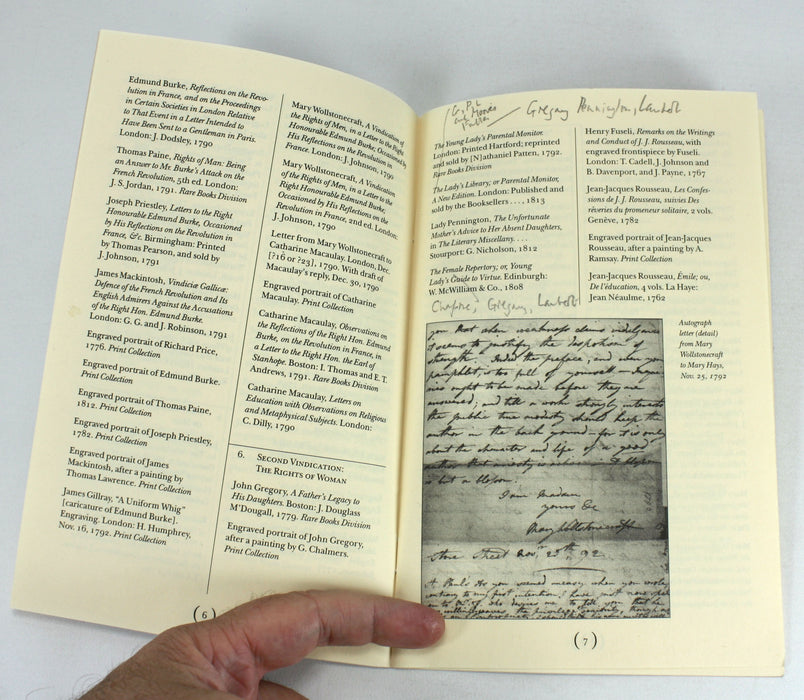 A Bicentenary Celebration of Mary Wollstonecraft and Mary Shelley, New York Public Library - Annotated Exhibition Guide A