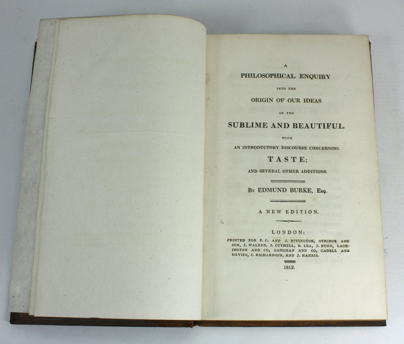 A Philosophical Enquiry into the Origin of our Ideas of the Sublime and Beautiful, Edmund Burke, 1812