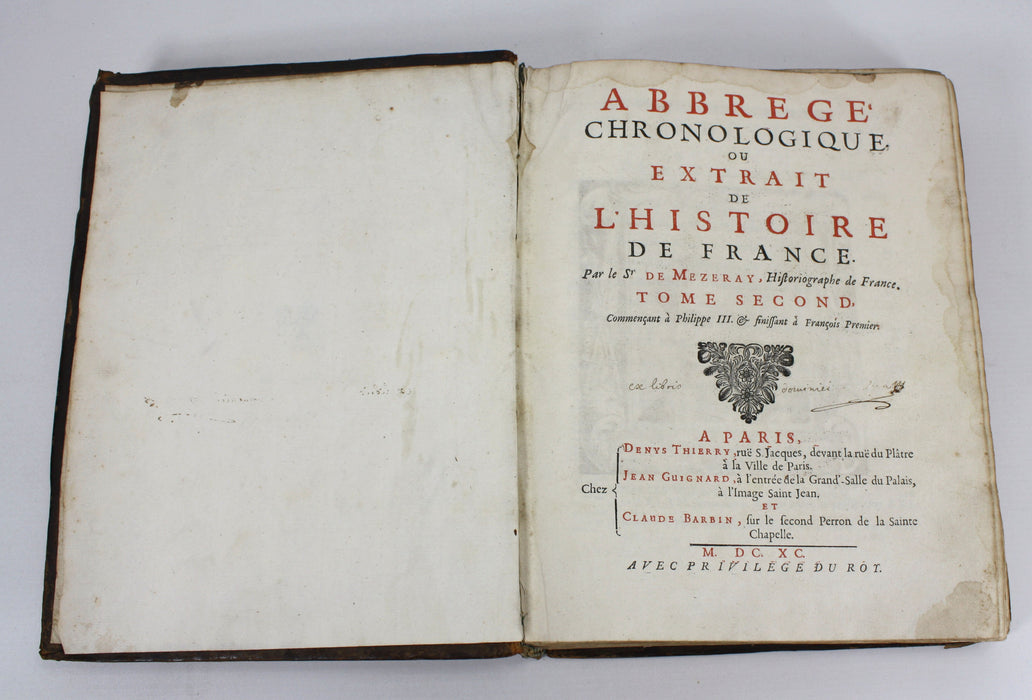 Abbrege Chronologique ou Extrait de L'Histoire de France, De Mezeray, 1690, 3 Volumes