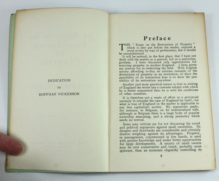 An Essay on the Restoration of Property by Hilaire Belloc, 1936. Distributist League.