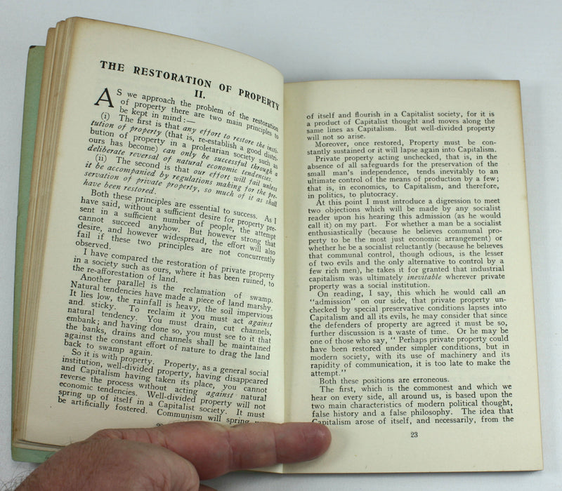 An Essay on the Restoration of Property by Hilaire Belloc, 1936. Distributist League.