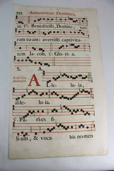 Original Antique Antiphonary Music Sheet, 17th Century, Item E