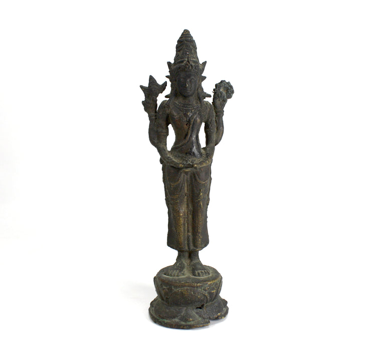 Antique Bronze Statue of Deity - Lakshmi, 22.9cm high