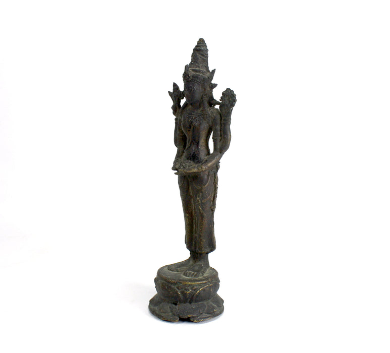 Antique Bronze Statue of Deity - Lakshmi, 22.9cm high