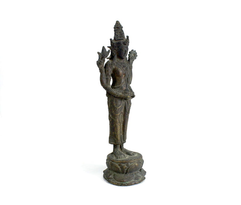 Antique Bronze Statue of Deity - Lakshmi, 22.9cm high