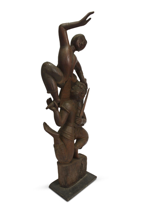 19th Century Burmese Teak Carving - Hanuman and Rama