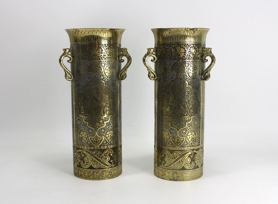 Pair of Vintage Kinco Brass Vases in Persian Style, 22.5cm high — Lanna  Antique