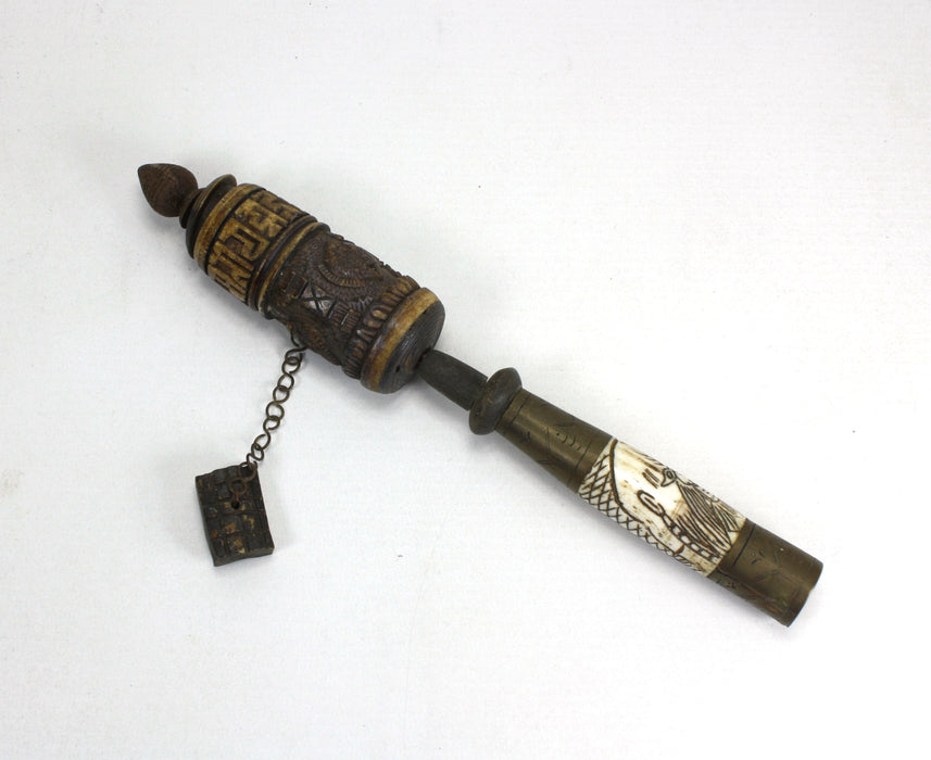 Antique Tibetan Prayer Wheel, Bone handle, PW2