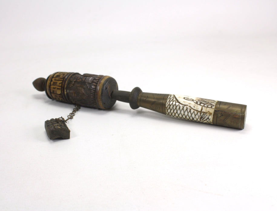Antique Tibetan Prayer Wheel, Bone handle, PW2