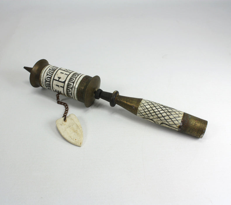 Antique Tibetan Prayer Wheel, Bone handle