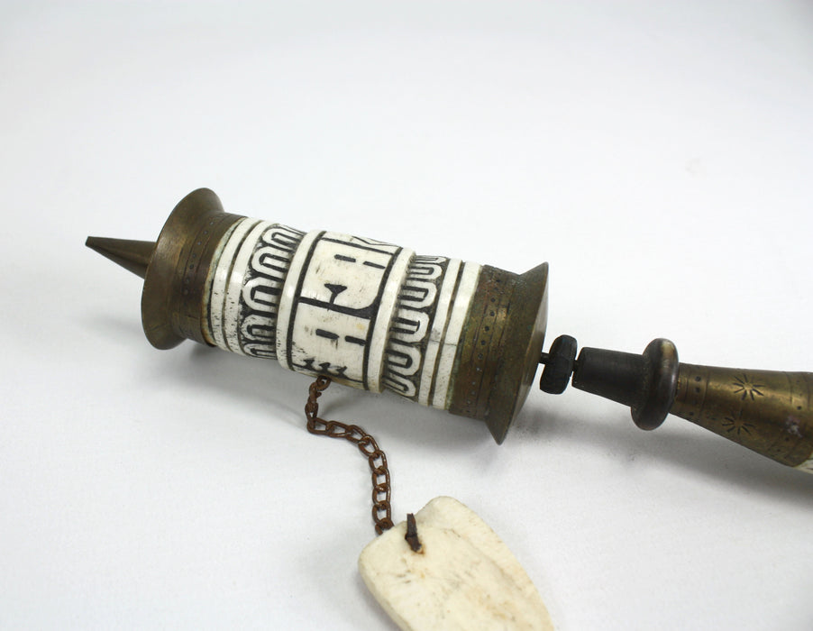 Antique Tibetan Prayer Wheel, Bone handle