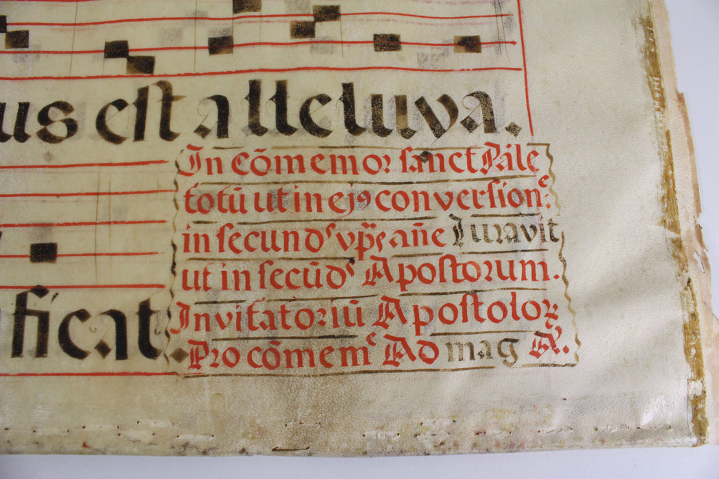 Original Antique Vellum Antiphonary Music Sheet, circa 16th Century, Item B
