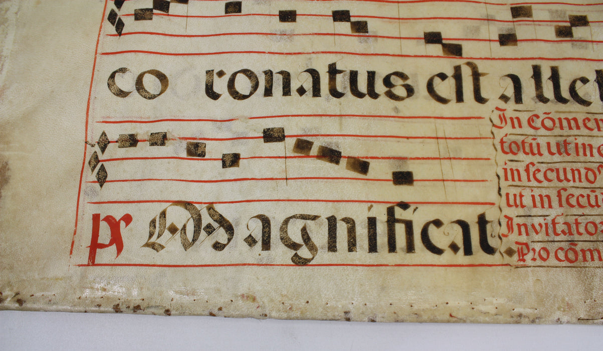 Original Antique Vellum Antiphonary Music Sheet, circa 16th Century, Item B