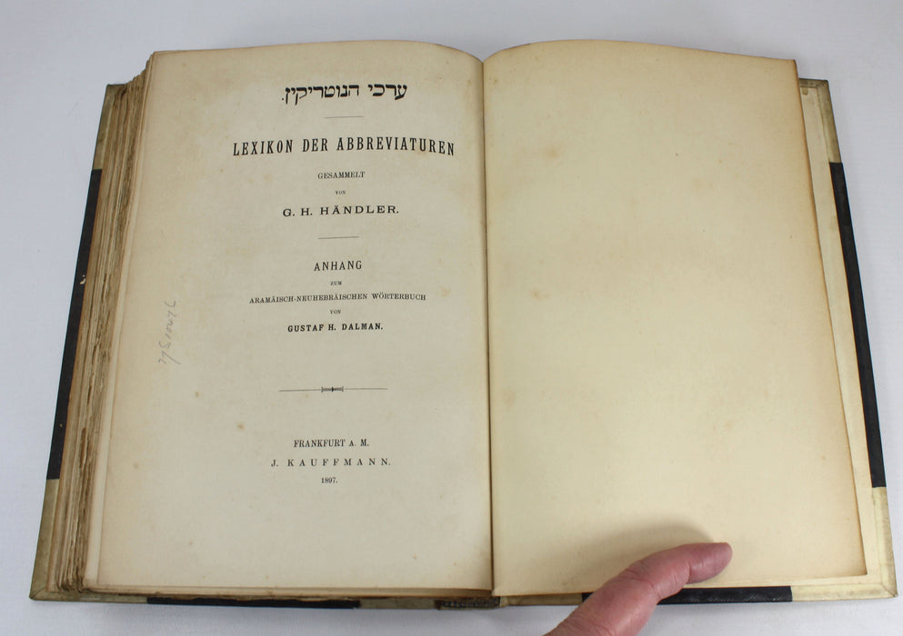 Aramaisch-Neuhebraisches Worterbuch, zu Targum, Talmud und Midrasch, mit Lexicon Der Abbreviaturen, D. Dr. Gustaf H. Daman, G.H. Handler, 1897-1901.