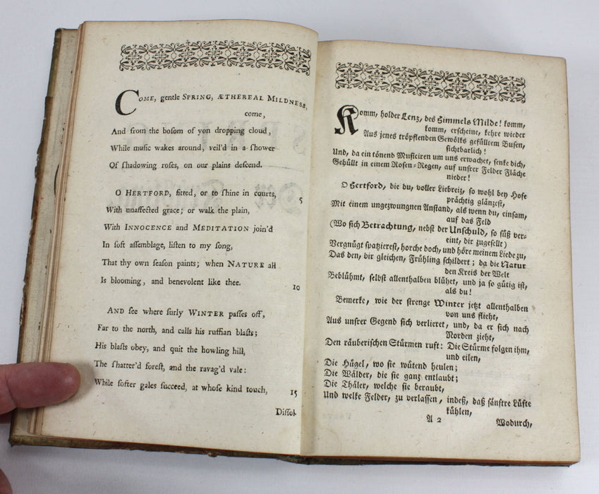 B H Brockes translation of James Thomson's The Seasons, 1745. Jahres-Zeiten des Herrn Thomson