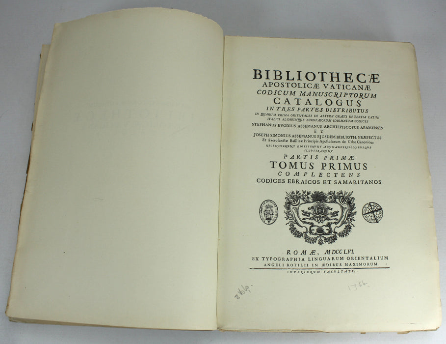 Bibliothecae Apostolicae Vaticanae Codicum Manuscriptorum Catalogus, Assemanus, 3 Volumes Complete, 1926-1930.