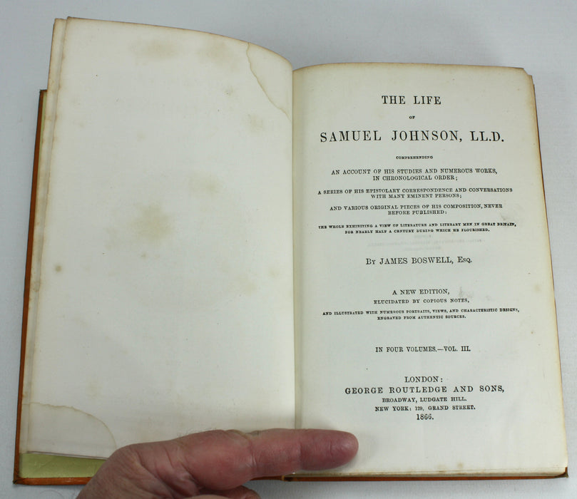 Boswell's Life of Johnson, Illustrated, 4 Volumes complete, Routledge, 1857-67