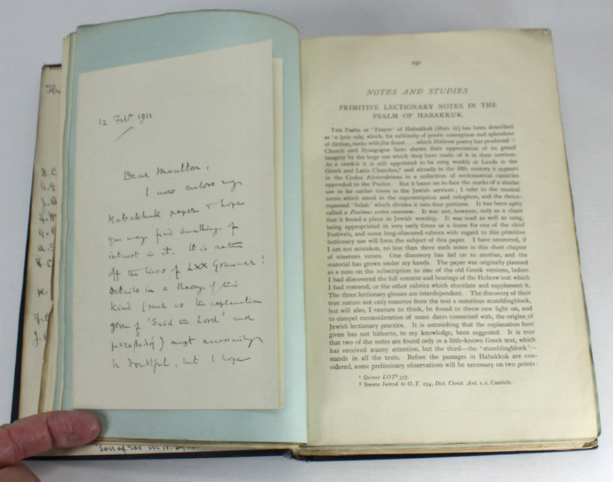 Bound Collection of Biblical Pamphlets, 1914. Collated by James Hope Moulton, with Correspondence.