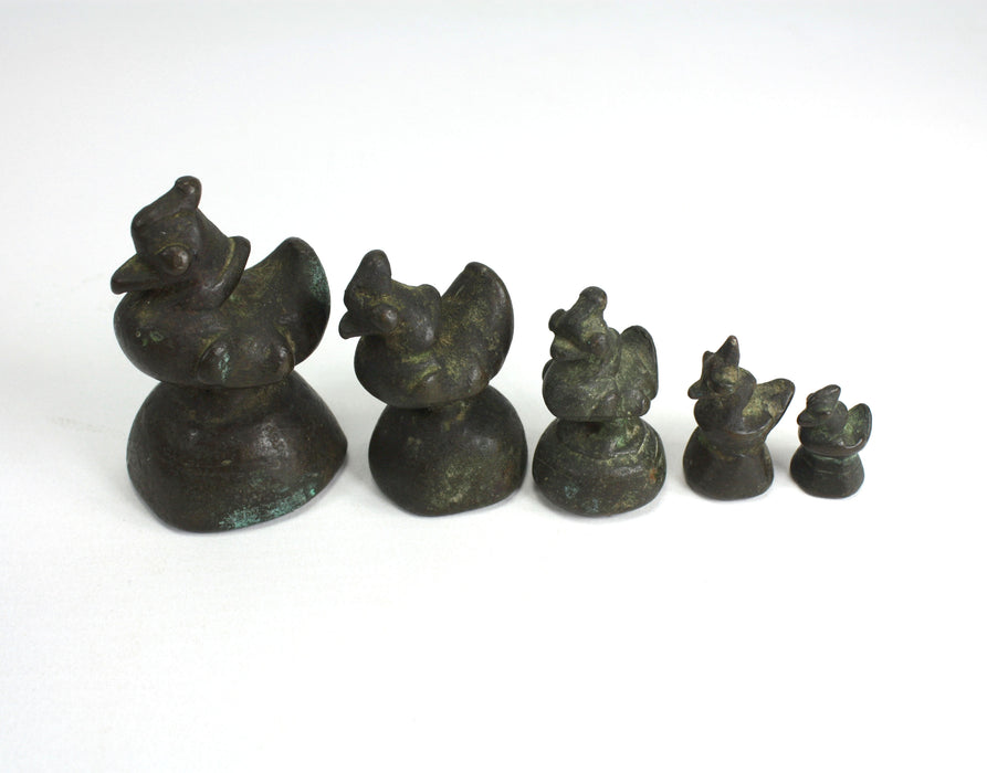 Group of 5 Antique Burmese Opium Weights, Hintha Bird Style, B5