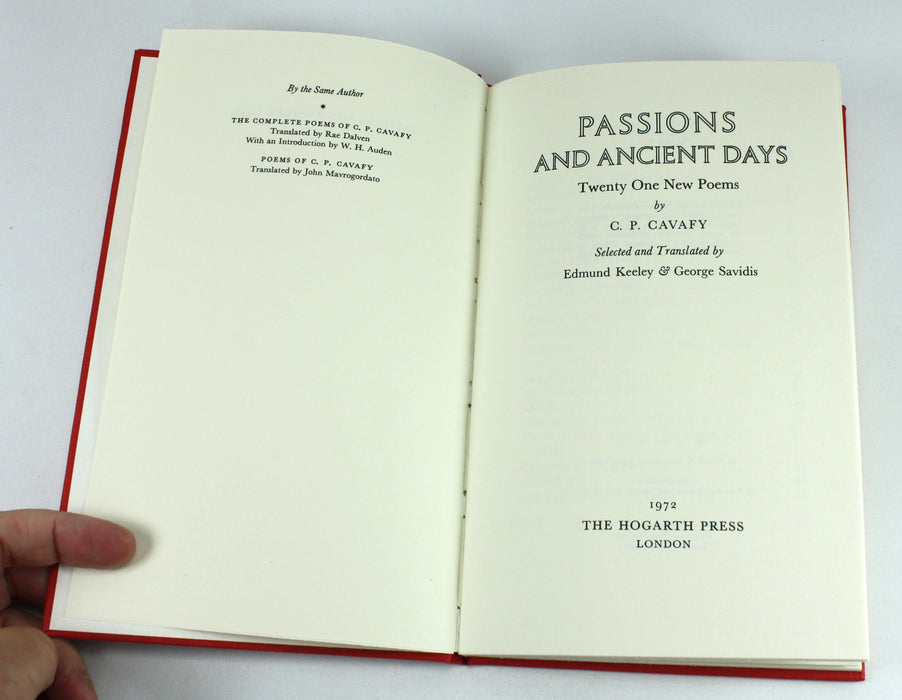 Passions and Ancient Days, C. P. Cavafy, 1972