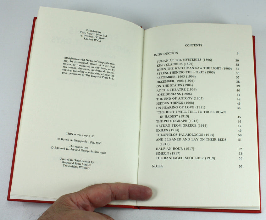 Passions and Ancient Days, C. P. Cavafy, 1972