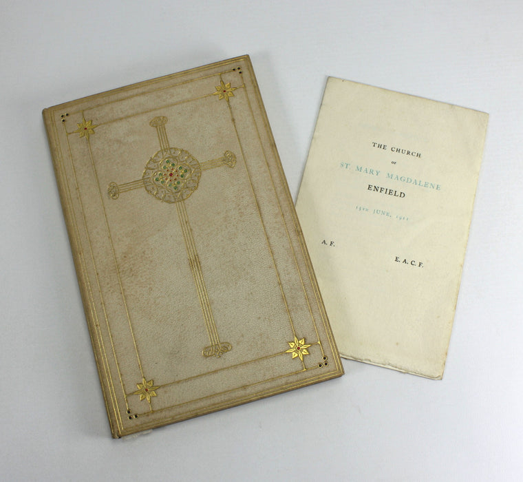 Bound Vellum Manuscript Book of Wedding Service, Church of St Mary Magdalene, Enfield 1911