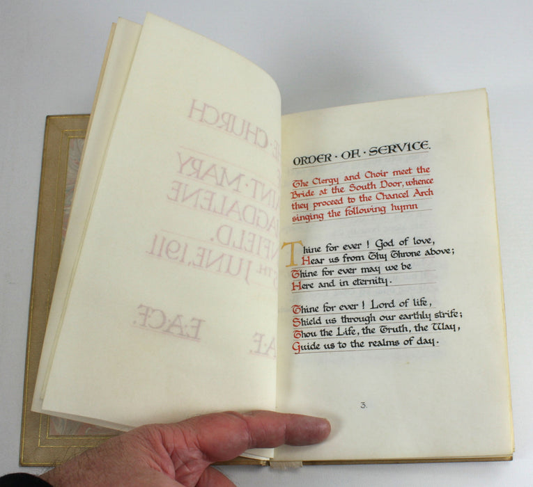 Bound Vellum Manuscript Book of Wedding Service, Church of St Mary Magdalene, Enfield 1911