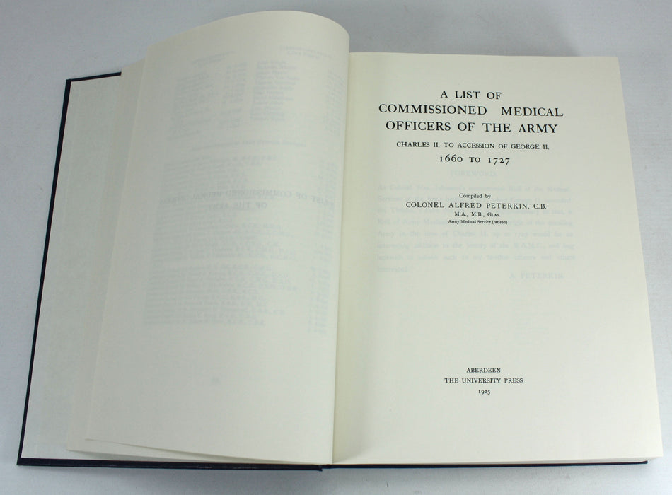 Commissioned Officers in the Medical Services of the British Army 1660-1960 Peterkin & Johnston, Drew